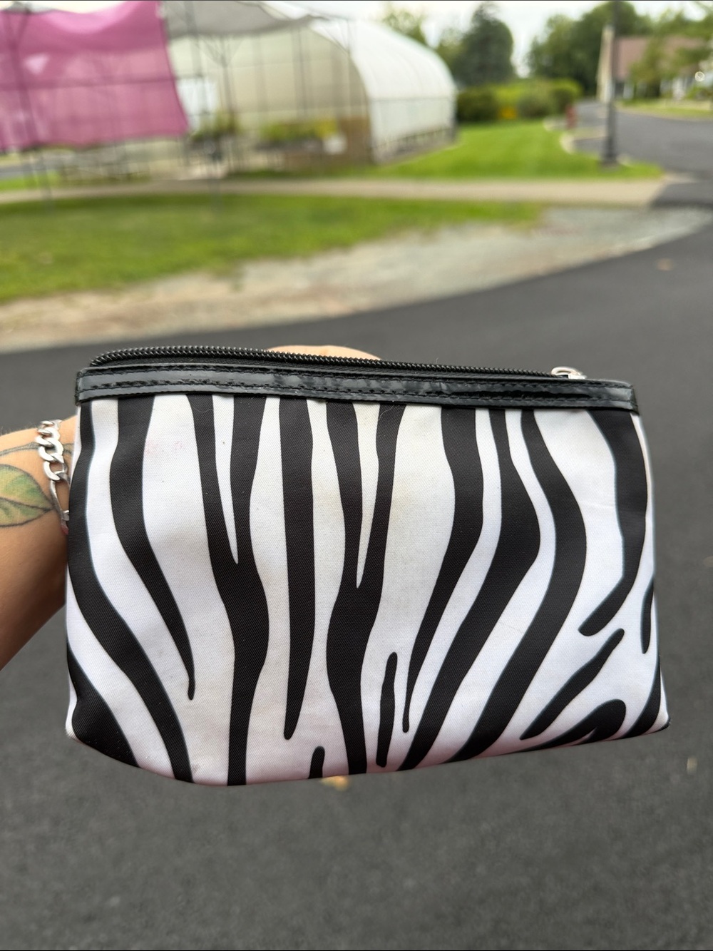 Modella Zebra Print Cosmetic Pouch - Black & White